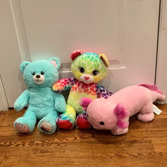 Build a Bear Bears Axolotl Turquoise, Rainbow, and Pink Stuffed Animal Set - Picture 1 of 7